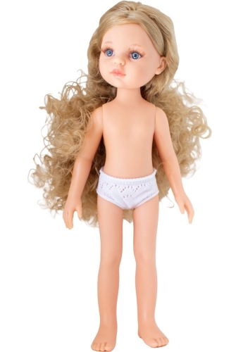 Lalka Hiszpańska 32 cm Paola Reina Amigas 32723 Carla, klasyczna, cała z winylu, w majteczkach, bez ubranka, blond włosy, niebieskie oczy