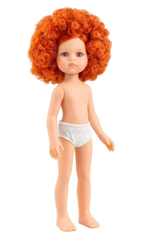Lalka Hiszpańska 32 cm Paola Reina Amigas 32726 Cristi, klasyczna, cała z winylu, w majteczkach, bez ubranka, rude kręcone włosy, bursztynowo-brązowe oczy