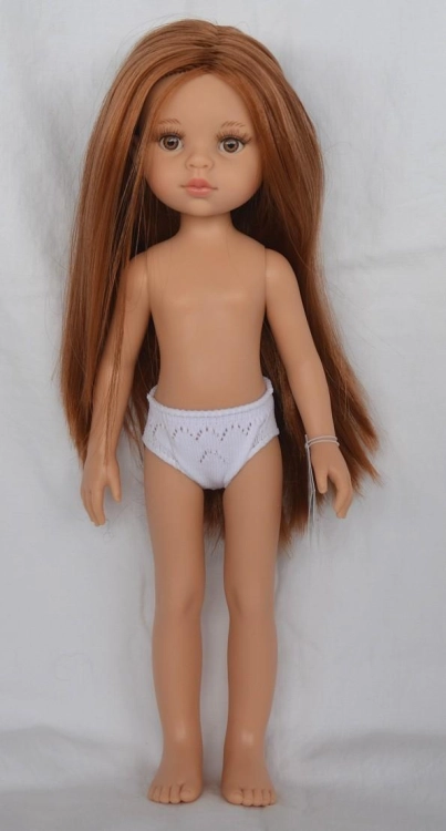 Lalka Hiszpańska 32 cm Paola Reina Amigas 32231 Cristi, klasyczna, cała z winylu, w majteczkach, bez ubranka, brązowe włosy, bursztynowo-brązowe oczy