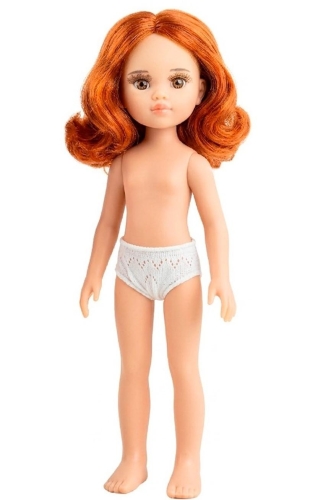Lalka Hiszpańska 32 cm Paola Reina Amigas Sara 32708, klasyczna, cała z winylu, w majteczkach, bez ubranka, ciemnorude włosy, brązowe oczy