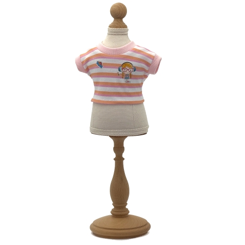 Bluzka Gabi dla lalki 38 cm Lullu Dolls, krótki rękaw, w paseczki, z aplikacją