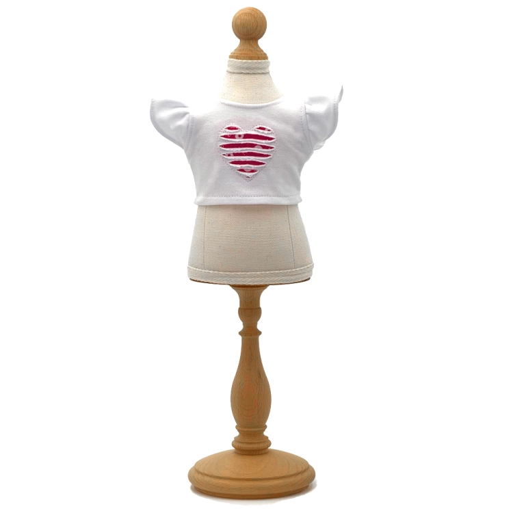 Bluzka Serce dla lalki 38 cm Lullu Dolls, koszulka z rękawkami z falbanką, aplikacja serca