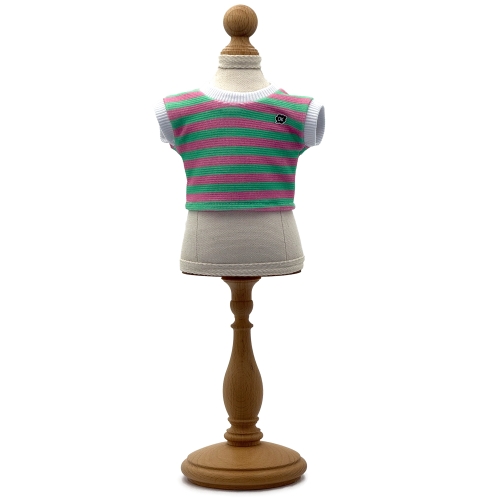 Bluzka zielono-amarantowe paski dla lalki 38 cm Lullu Dolls, krótki rękaw wykończony białym ściągaczem
