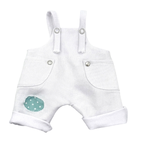 Spodnie ogrodniczki 9 dla lalki 38 cm Lullu Dolls, biały jeans, kieszenie, szelki