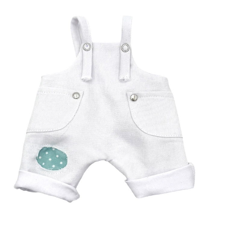Spodnie ogrodniczki 9 dla lalki 38 cm Lullu Dolls, biały jeans, kieszenie, szelki