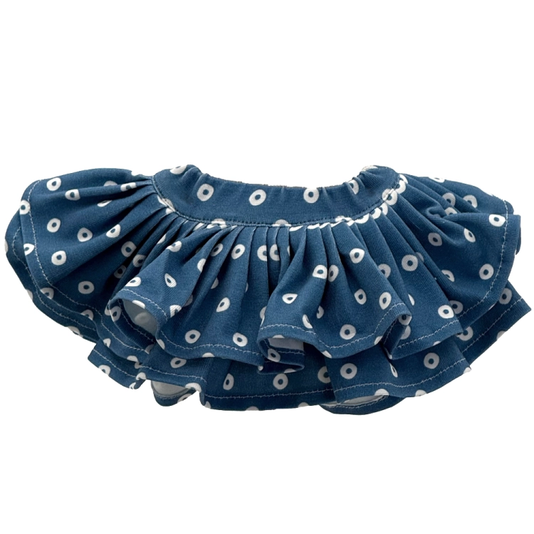 Spódnica niebieska kropki dla lalki 38 cm Lullu Dolls, bawełniana, w kropki, z falbanami