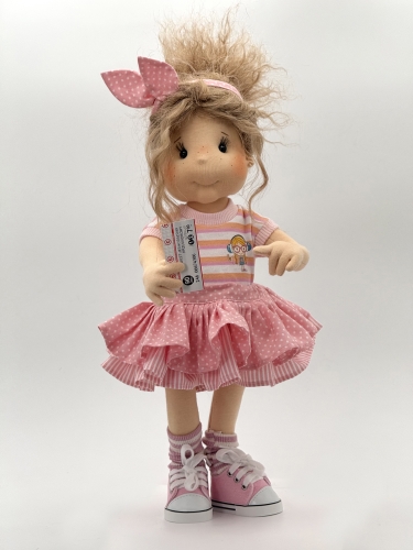 Spódnica różowa kropki paski Gabi dla lalki 38 cm Lullu Dolls