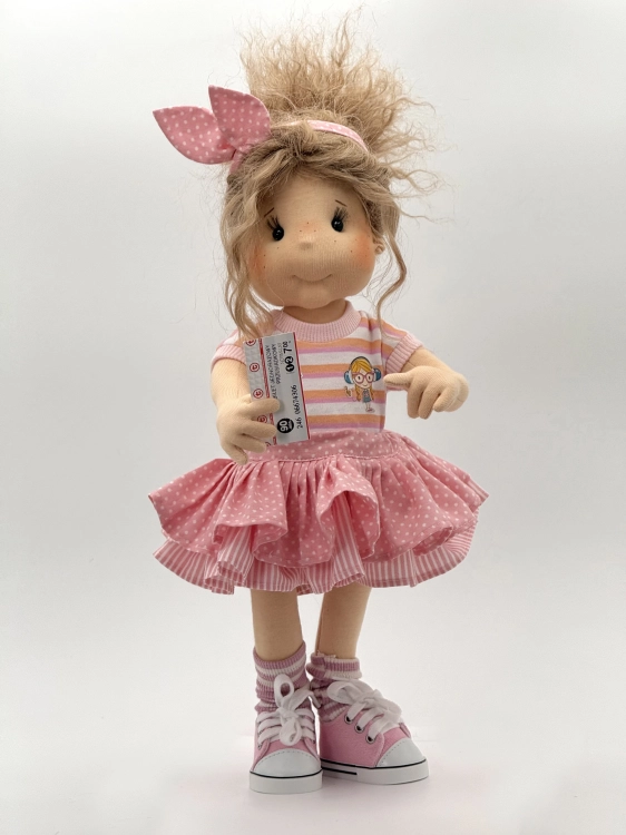 Spódnica różowa kropki paski Gabi dla lalki 38 cm Lullu Dolls