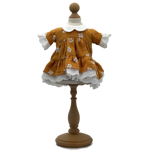 Sukienka Balbinka dla lalki Lullu Dolls 38 cm, bawełniana sukienka wykończona koronką z kołnierzykiem i falbanką