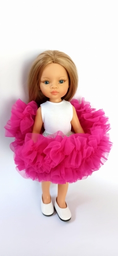 Spódniczka Tutu dla lalki Paola Reina Amigas 32 cm Amarant, w pasie na srebrną gumkę, puszysta