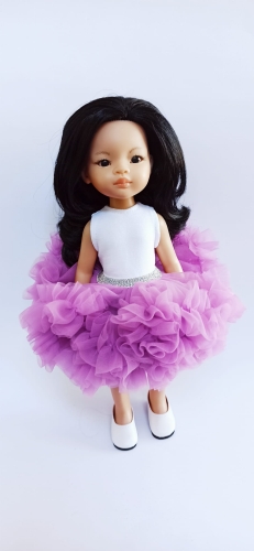 Spódniczka Tutu dla lalki Paola Reina Amigas 32 cm Fiolet, w pasie na srebrną gumkę, puszysta