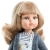 Lalka Hiszpańska 32 cm Paola Reina Amigas 04462 Carla, klasyczna, cała z winylu, niebieskie oczy, blond włosy z grzywką, sweterek, bluzeczka, krótkie spodnie ogrodniczki, rajstopki, wiązane buciki