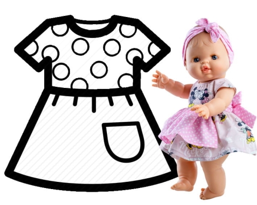 Oryginalne ubranko Paola Reina dla lalki 34 cm Bobas Gordis 54086, sukienka, majteczki, opaska na głowę
