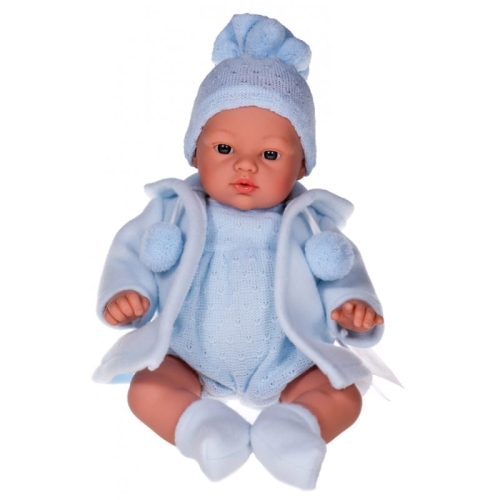Lalka Hiszpańska 36 cm ASI 0401621 Koke, bobas bez włosów i rzęs, miękki brzuszek, w niebieskim ubranku