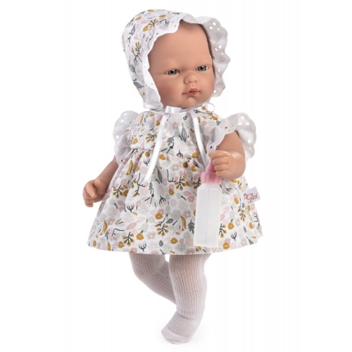 Lalka Hiszpańska 30 cm ASI 0455780 Oli, bobas bez włosów, miękki brzuszek, w ubranku, buteleczka