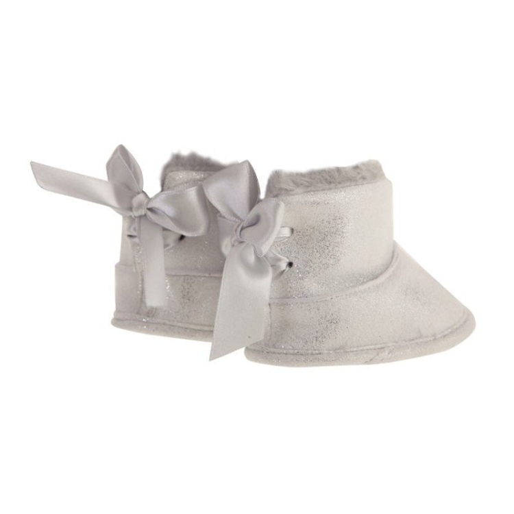 Oryginalne buty Antonio Juan dla lalki 42 cm Bobas 92004_1, srebrne z futerkiem