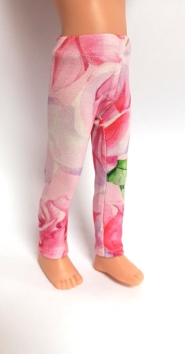 Legginsy dla lalki Paola Reina Amigas 32 cm w różowe kwiaty