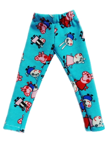 Legginsy dla lalki Paola Reina Amigas 32 cm, niebieskie we wzory Świnka Pepa
