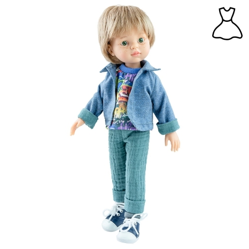 Oryginalne ubranko Paola Reina dla lalki 32 cm Amigas 54478 kolorowa koszulka, kurteczka, spodnie
