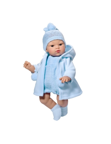 Lalka Hiszpańska 36 cm ASI 0401621 Koke, bobas bez włosów i rzęs, miękki brzuszek, w niebieskim ubranku