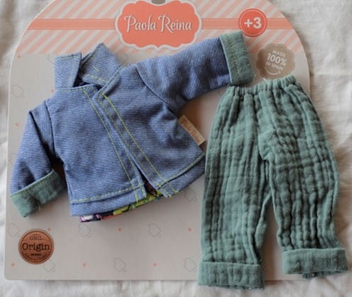 Oryginalne ubranko Paola Reina dla lalki 32 cm Amigas 54478 kolorowa koszulka, kurteczka, spodnie