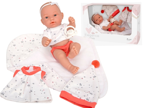Lalka Hiszpańska 26 cm Arias 60692 bobas bez włosów, cała z winylu, w ubranku, kocyk, smoczek