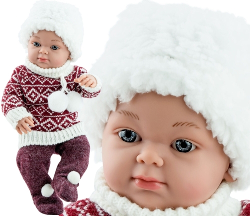 Lalka Hiszpańska 32 cm Paola Reina 05124 Minipikolino, bobas cały z winylu, chłopiec, bez włosów, w ciepłym ubranku