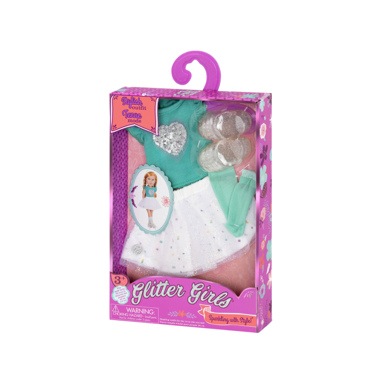 Ubranko dla lalki Glitter Girls 36 cm 50001 Sparkling With Style!, bluzeczka, spódniczka, skarpetki, buciki