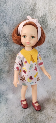 Sukienka z kołnierzykiem i opaska dla lalki Paola Reina Amigas 32 cm