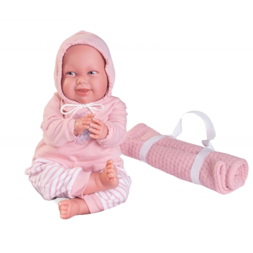 Lalka Hiszpańska 52 cm Antonio Juan 81380 Reborn Martina, bobas miękki brzuszek, bez włosów, rzęsy, waga i dopracowanie szczegółów upodabnia do prawdziwego dziecka, w ubranku, kocyk