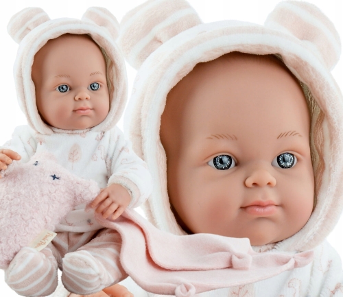 Lalka Hiszpańska 32 cm Paola Reina 05126 Minipikolina, bobas cały z winylu, dziewczynka, bez włosów, w ubranku, mały kocyk przytulanka, zabaweczka