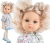 Lalka Hiszpańska 32 cm Paola Reina Amigas 04483 Mari Pili, klasyczna, cała z winylu, niebieskie oczy, białe perłowe z odcieniem różu włosy do ramion, sukienka w kwiatuszki, rajstopki w paseczki, niebieskie buciki
