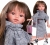 Lalka Hiszpańska 33 cm Antonio Juan 25300 Emily, klasyczna, cała z winylu, w ubranku, brązowe włosy z grzywką, rzęsy