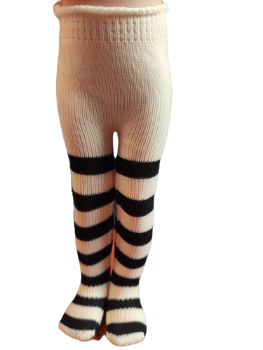 Oryginalne rajstopy Paola Reina dla lalki 32 cm Amigas 84592 ecru w czarne paseczki