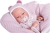 Lalka Hiszpańska 33 cm Antonio Juan 60248 Clara, uśmiechnięty bobas cały z winylu, dziewczynka, bez włosów, rzęsy, w ubranku, smoczek, wiązany kocyk / kołderka