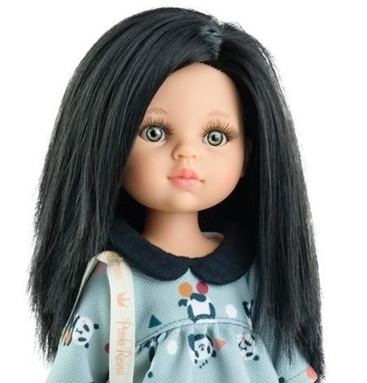 Lalka Hiszpańska 32 cm Paola Reina Amigas 04482 Maria, klasyczna, cała z winylu, zielone oczy, czarne proste włosy, sukienka, majteczki, skarpetki, buciki, torebka