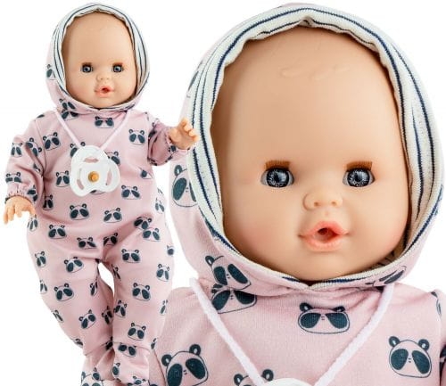 Lalka Hiszpańska 36 cm Paola Reina 08030 Sonia, bobas miękki brzuszek, zamyka oczy, płacze, mówi: mama, papa, bez włosów, w ubranku
