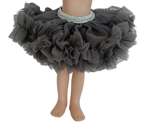 Spódniczka Tutu dla lalki Paola Reina Amigas 32 cm Ciemnoszara, w pasie na srebrną gumkę, puszysta