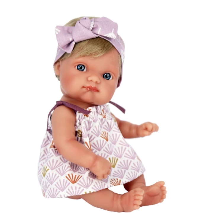 Lalka Hiszpańska 21 cm Antonio Juan 85313_4 Mufly, bobas cały z winylu, dziewczynka, krótkie blond włosy, w ubranku