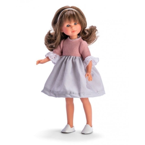 Lalka Hiszpańska 30 cm ASI 0167120 Celia, klasyczna, cała z winylu, średnio długie ciemne włosy z grzywką, w ubranku