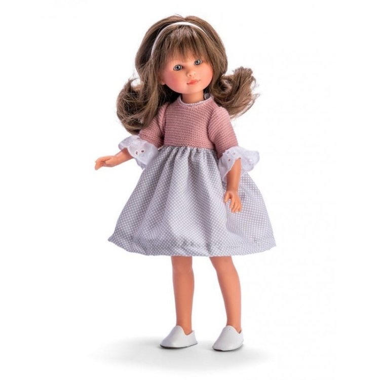 Lalka Hiszpańska 30 cm ASI 0167120 Celia, klasyczna, cała z winylu, średnio długie ciemne włosy z grzywką, w ubranku