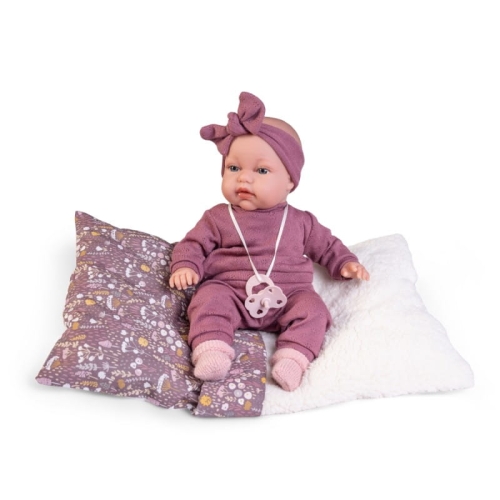 Lalka Hiszpańska 34 cm Antonio Juan 70356 Baby Toneta, bobas, miękki brzuszek, gaworzy, w ubranku, smoczek, śpiworek