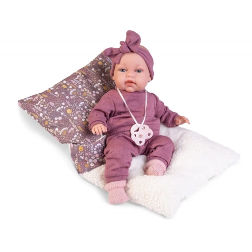 Lalka Hiszpańska 34 cm Antonio Juan 70356 Baby Toneta, bobas, miękki brzuszek, gaworzy, w ubranku, smoczek, śpiworek