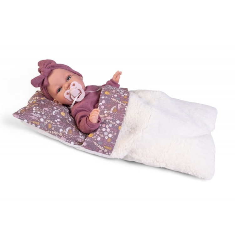 Lalka Hiszpańska 34 cm Antonio Juan 70356 Baby Toneta, bobas, miękki brzuszek, gaworzy, w ubranku, smoczek, śpiworek