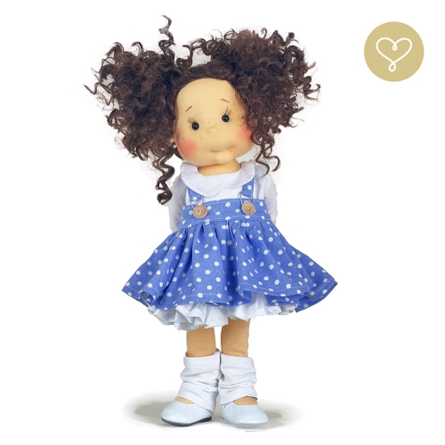 Buty białe dla lalki 38 cm Lullu Dolls z paseczkiem lakierowane