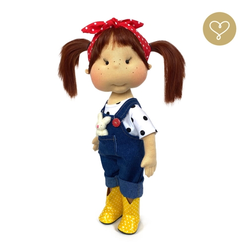 Buty kalosze dla lalki 38 cm Lullu Dolls żółte w białe groszki