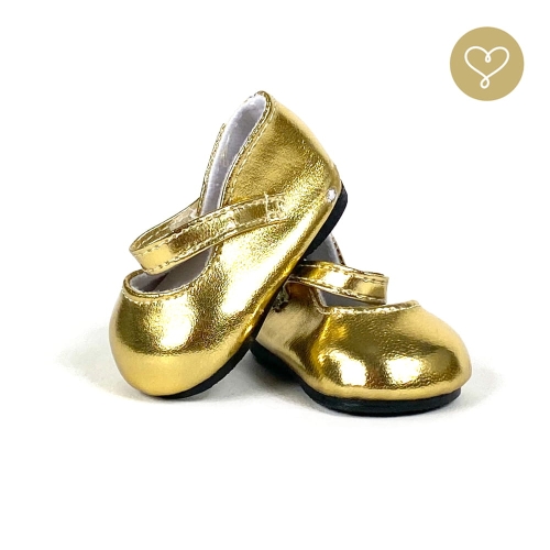 Buty złote dla lalki 38 cm Lullu Dolls z paseczkiem