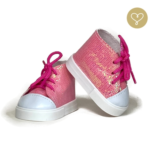 Buty trampki różowe połyskujące dla lalki 38 cm Lullu Dolls