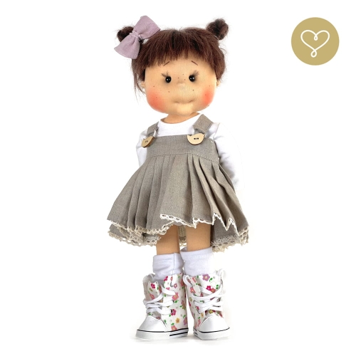 Buty trampki wysokie dla lalki 38 cm Lullu Dolls białe w kwiatuszki