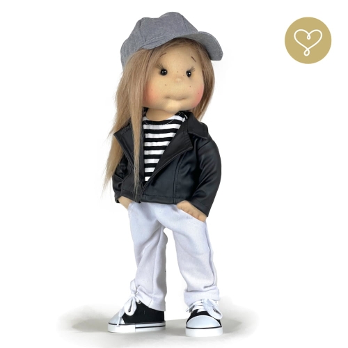 Czapka baseball szara dla lalki 38 cm Lullu Dolls